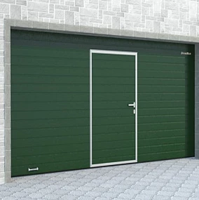 Секционные ворота DoorHan с калиткой цвет зеленый ral 6005